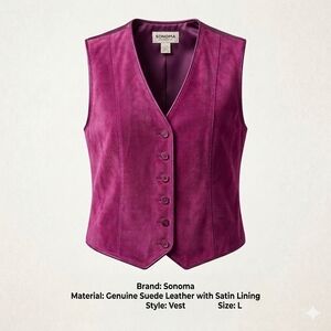 Sonoma Women's Rich Purple/Fuchsia Vest 100% Suede Leather